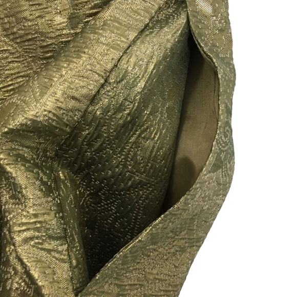 Club Monaco Gold Skirt Mini Pleated Brocade Skater Pockets Lined Side Zip Sz 00 - Picture 7 of 13